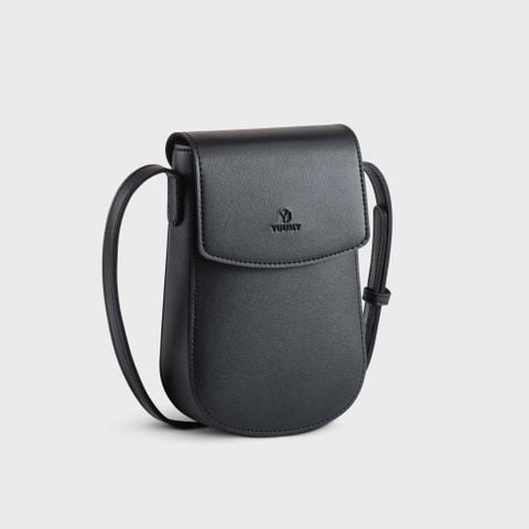 Túi đeo chéo da nữ dáng đứng nắp gập thanh lịch Yuumy Seasand YN258D màu đen