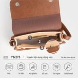  Túi Yuumy ( Thời trang nữ phối nắp gập size 21 - Túi đeo chéo da Bergen YN273K ) - Kem 