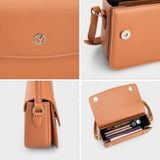  Túi Yuumy ( Thời trang nữ size 21 - Túi đeo chéo da YN175NB ) - Nâu bò 