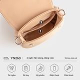  Túi Yuumy ( Thời trang nữ xếp nhún phối nắp gập size 20 - Túi đeo chéo da Seasand YN260K ) - Kem 
