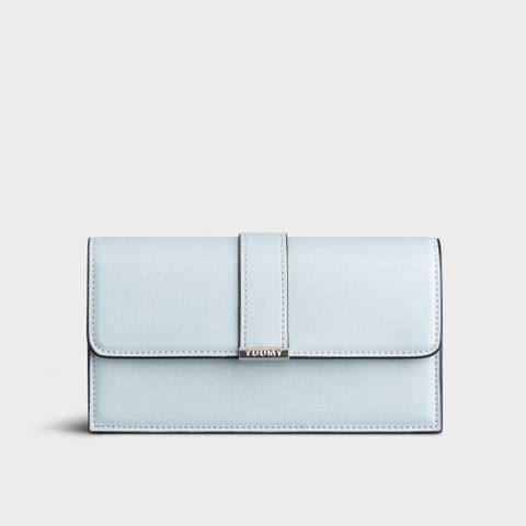 Ví da nữ có dây đeo phối nắp trang trí Yuumy Seasand YV98XN màu xanh nhạt