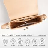  Túi Yuumy ( Thời trang nữ phối khóa kim loại size 24 - Túi đeo vai da Seasand YN263K ) - Kem 