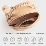  Túi Yuumy ( Thời trang nữ thiết kế nhún dáng tròn size 19 - Túi đeo chéo da Seasand YN264HA ) - Hồng dâu 