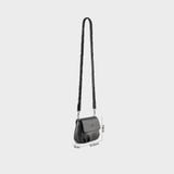 Túi Yuumy ( Thời trang nữ xếp nhún phối nắp gập size 20 - Túi đeo chéo da Seasand YN260D ) - Đen 