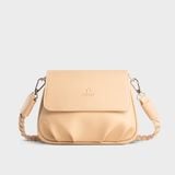  Túi Yuumy ( Thời trang nữ xếp nhún phối nắp gập size 20 - Túi đeo chéo da Seasand YN260K ) - Kem 