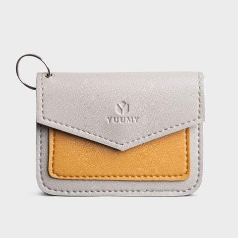  Ví Yuumy ( Thời trang nữ đựng namecard đa năng - Ví móc khóa da Seasand YMK8XM )màu xám 