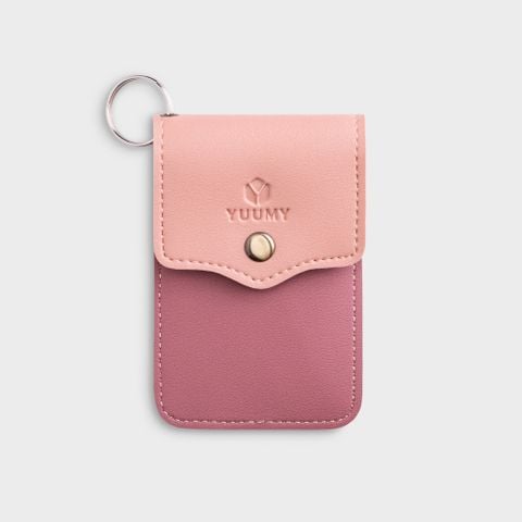  Ví Yuumy ( Thời trang nữ nắp gập cỡ nhỏ - Ví móc khóa da YMK5HP ) màu hồng phấn 