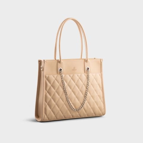 Túi Yuumy (Thời trang nữ cỡ lớn phối xích trang trí - Túi xách da Seasand YTX65K) màu kem