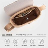  Túi Yuumy ( Thời trang nữ mini dáng đứng nắp gập thanh lịch - Túi đeo chéo da Seasand YN258K ) - Kem 