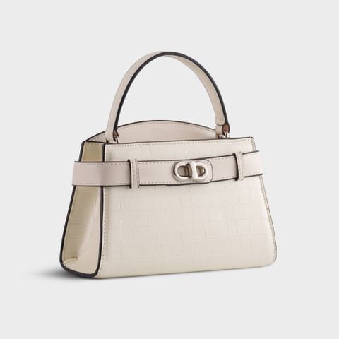 Túi Yuumy ( Thời trang nữ size 19 phối khóa xoay - Túi đeo chéo da Verein YN232T ) - Trắng