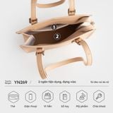  Túi Yuumy ( Thời trang nữ kiểu dáng thanh lịch size 24 - Túi đeo chéo da Bergen YN269N ) - Nâu 