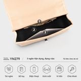  Túi Yuumy (Thời trang nữ họa tiết chần chỉ size 24 - Túi đeo chéo da Seasand YN279K) màu kem 
