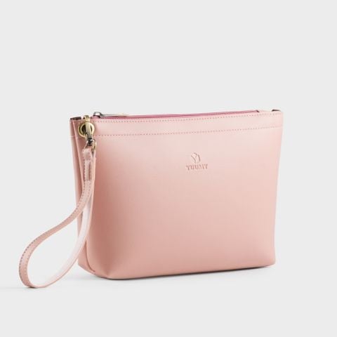 Túi da đựng mỹ phẩm cầm tay Yuumy YN121HP màu hồng phấn