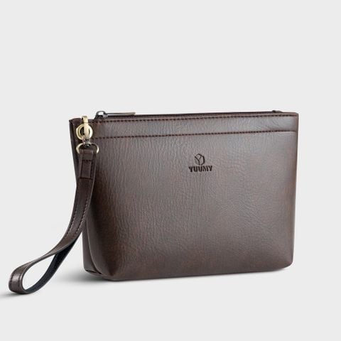Túi da đựng mỹ phẩm cầm tay Yuumy YN121 màu nâu