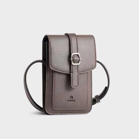Túi đeo chéo da nữ mini đựng điện thoại Yuumy Bergen YN248N màu nâu
