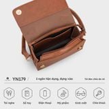 Túi Yuumy ( Thời trang nữ size 18 - Túi đeo chéo da Bergen YN179D ) Màu đen 