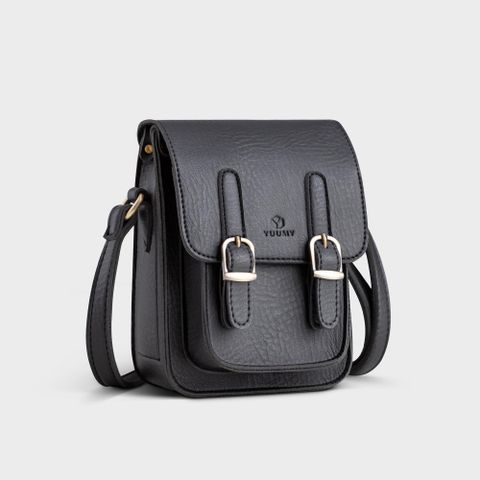  Túi Yuumy ( Thời trang nữ size 13 - Túi đeo chéo da YN118D ) màu đen 