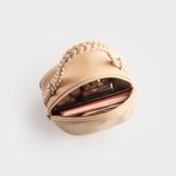  Túi Yuumy ( Thời trang nữ thiết kế nhún dáng tròn size 19 - Túi đeo chéo da Seasand YN264K ) - Kem 