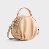  Túi Yuumy ( Thời trang nữ thiết kế nhún dáng tròn size 19 - Túi đeo chéo da Seasand YN264K ) - Kem 