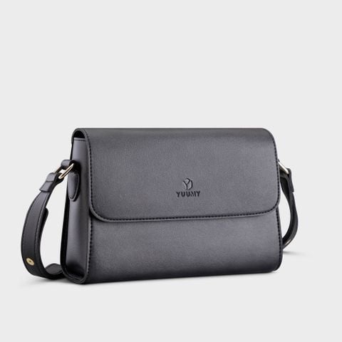Túi Yuumy ( Thời trang nữ size 21 - Túi đeo chéo da YN155D ) Màu đen