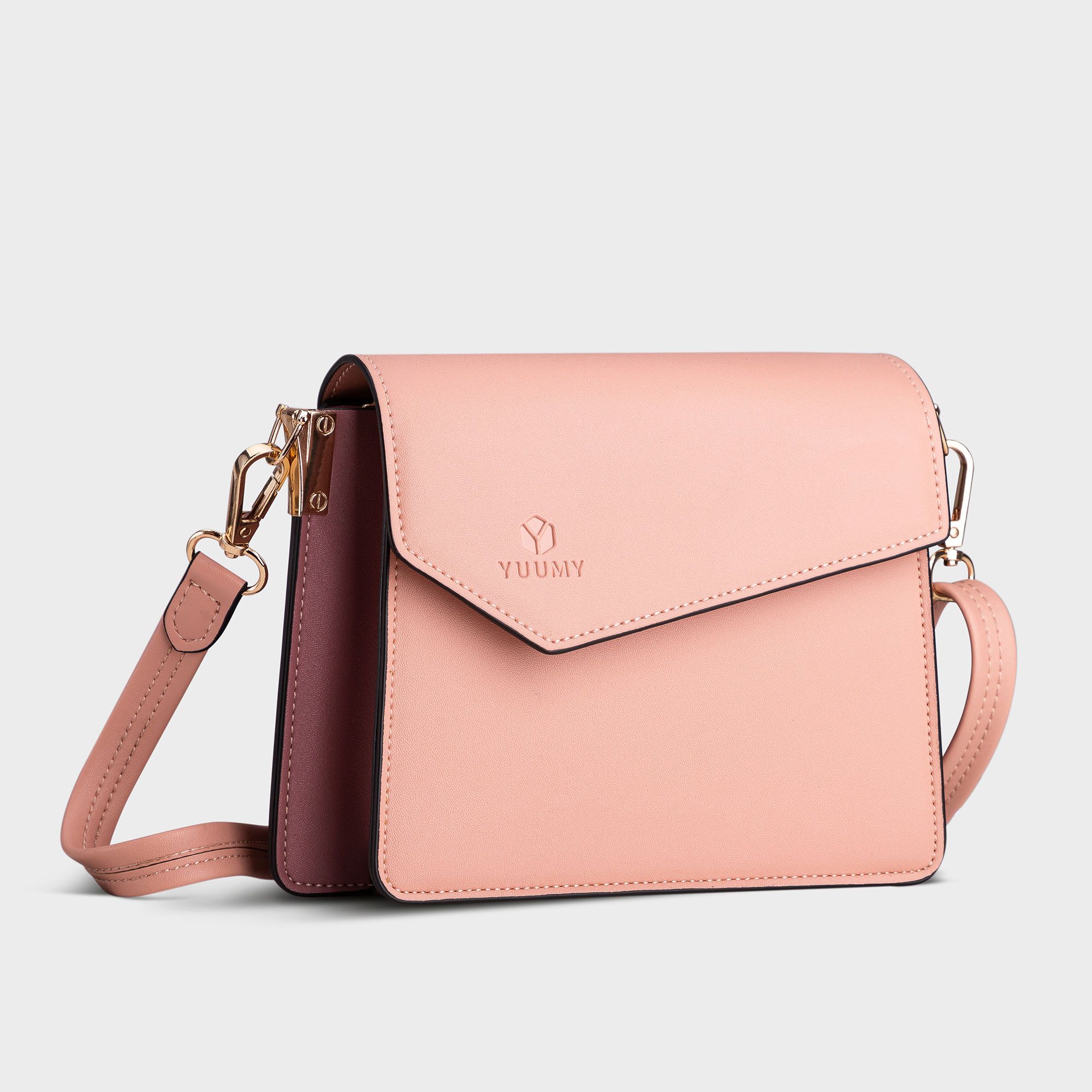 Túi đeo chéo nữ nắp cách điệu Yuumy Seasand YN100HP màu hồng phấn