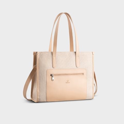 Túi xách cối phối da dáng ngang Yuumy Seasand YTX46K màu kem