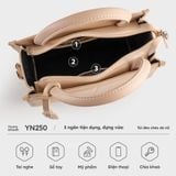 Túi Yuumy ( Thời trang nữ dáng vuông viền chỉ size 20 - Túi đeo chéo da Smooth YN250K ) - Kem 