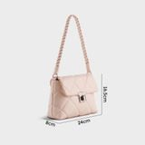  Túi Yuumy ( Thời trang nữ chần chỉ ô vuông cá tính size 24 - Túi đeo vai da Seasand YN255HA ) - Hồng dâu 