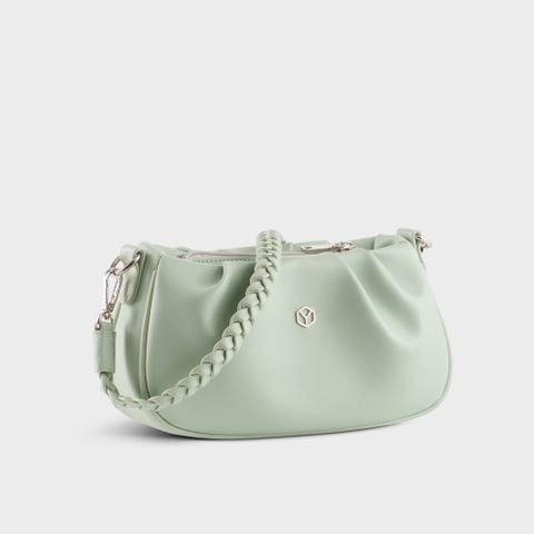 Túi đeo vai da nữ kiểu gấp, nhún bánh bèo Yuumy Seasand YN253XN màu xanh ngọc