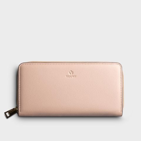  Ví da nữ cầm tay dáng dài đơn giản Yuumy Seasand YV69K Màu kem 