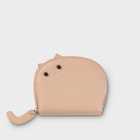 Ví da nữ mặt mèo cute Yuumy Smooth YV113K màu kem