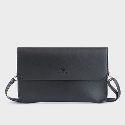 Ví da nữ thanh lịch kèm dây đeo chéo Yuumy Seasand YV112D màu đen