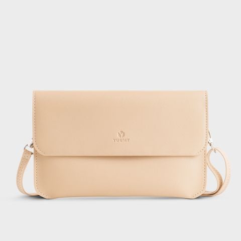 Ví da nữ thanh lịch kèm dây đeo chéo Yuumy Seasand YV112K màu kem