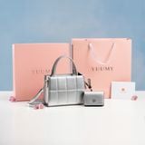  Túi Yuumy ( Thời trang nữ túi đeo chéo da + ví mini -  Bộ quà tặng túi xách Rạng Rỡ YHQ02BC ) - Bạc 