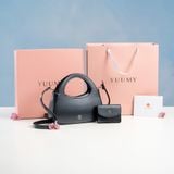  Túi Yuumy ( Thời trang nữ túi đeo chéo da + ví mini -  Bộ quà tặng túi xách Nâng Niu YHQ01DT ) - Đen ngọc trai 