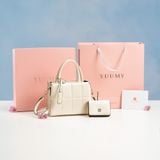  Túi Yuumy ( Thời trang nữ túi đeo chéo da + ví mini -  Bộ quà tặng túi xách Rạng Rỡ YHQ02TT ) - Trắng ngọc trai 