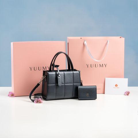 Túi Yuumy ( Thời trang nữ túi đeo chéo da + ví mini -  Bộ quà tặng túi xách Rạng Rỡ YHQ02DT ) - Đen ngọc trai