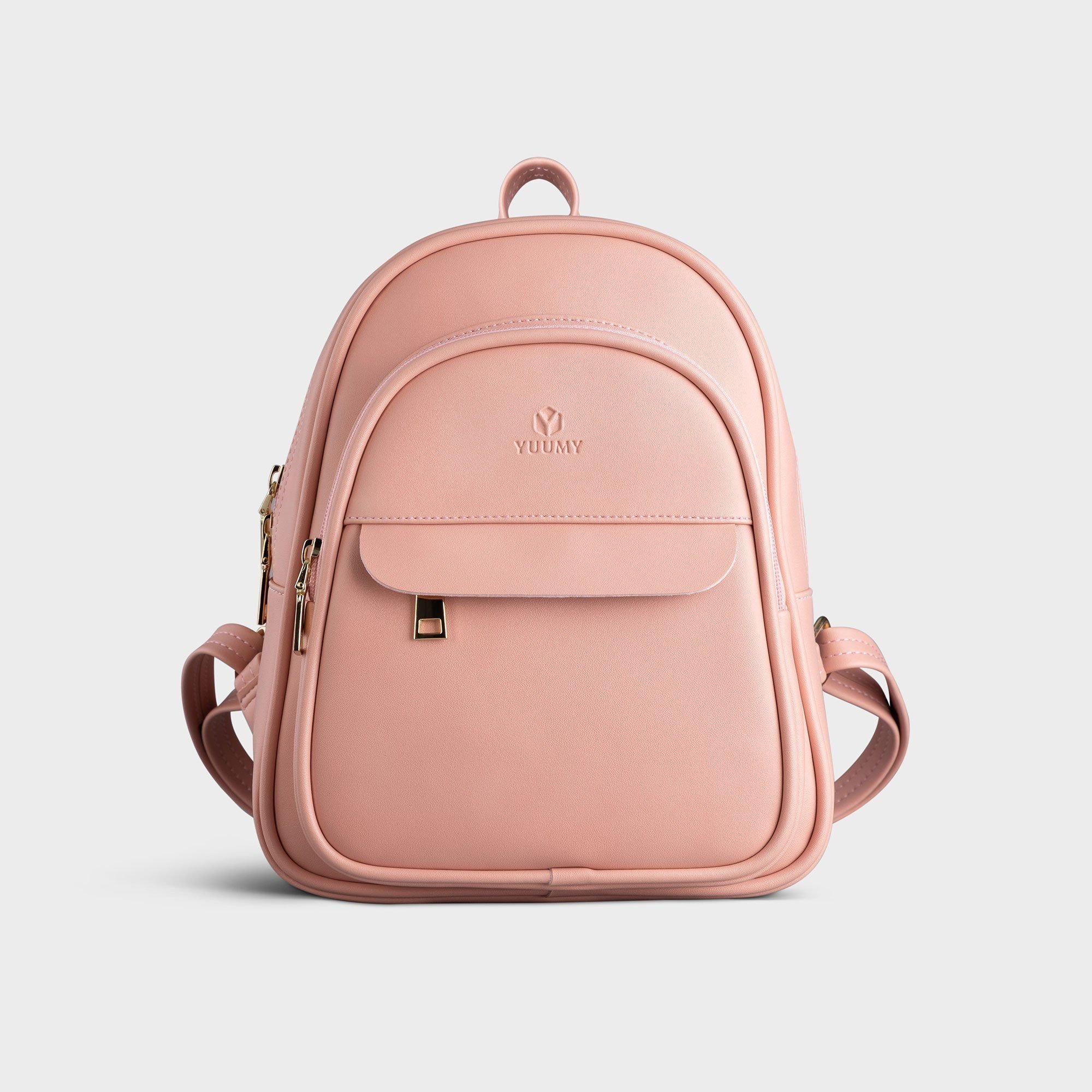 Balo nữ MCM hồng phấn size 22 Mini Stark Side Studs Powder Pink Backpack in  Visetos
