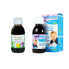 Combo Bé Khỏe Bé Ăn Ngon Bổ Sung Vitamin, Khoáng Chất, Hỗ Trợ Tiêu Hóa Cho Trẻ Từ 4 Tháng Tuổi Vitabiotics Wellbaby & Morningkids
