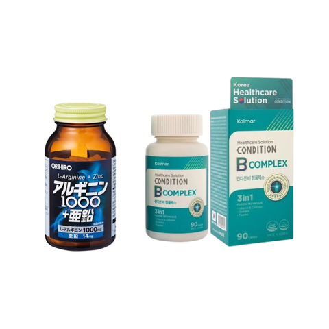 Combo Orihiro Zinc Và Kolmar B Complex Hỗ Trợ Tăng Cường Sức Khỏe Nam Giới, Giảm Mệt Mỏi Và Hỗ Trợ Thần Kinh