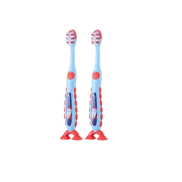 Brushbaby Bộ 2 Bàn Chải Đánh Răng Flossbrush Cho Bé Đang Thay Răng Sữa Màu Từ 3 - 6 Tuổi