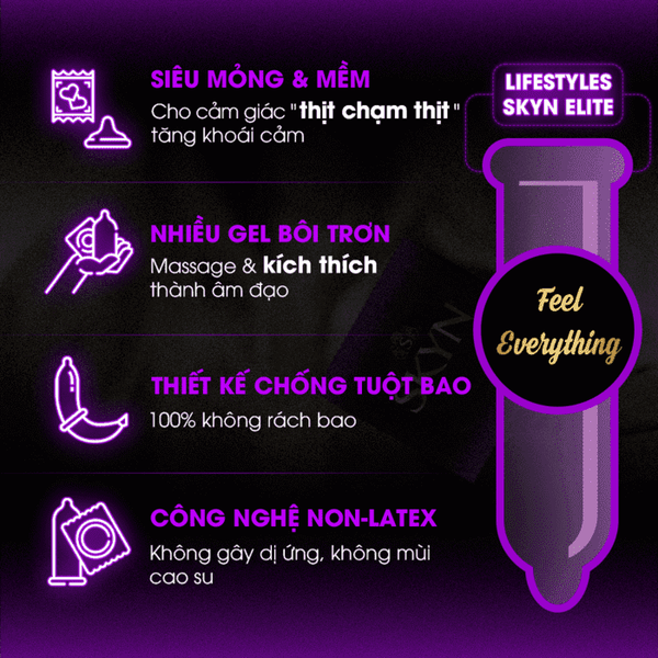 Skyn Bao Cao Su Elite Non-Latex Không Mùi, Siêu Mỏng Hộp 10 Cái