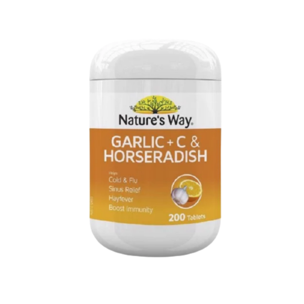 Nature's Way Viên Uống Phòng Cảm Cúm Garlic, C & Horseradish  200 Viên