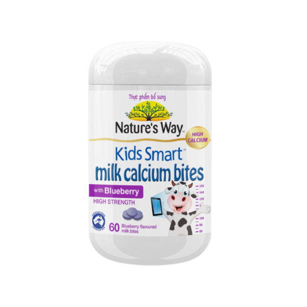 Nature's Way Viên Nhai Bổ Sung Dinh Dưỡng Vị Việt Quốc Smart Milk Calcium Bites Blueberry 60 Viên