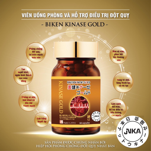 Biken Kinase Gold Viên Uống Phòng Ngừa Đột Quỵ 60 Viên