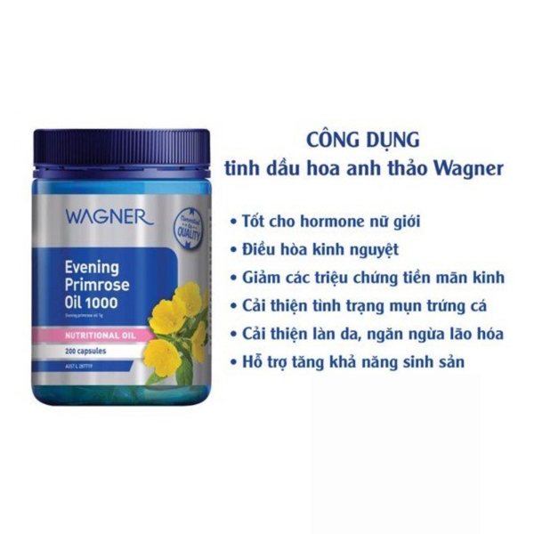 Wagner Viên Uống Tinh Dầu Hoa Anh Thảo Evening Primrose Oil 1000mg 200 Viên