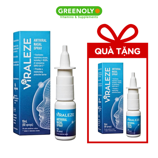 Combo 2 Hộp Viraleze Xịt Mũi Kháng Khuẩn Hỗ Trợ Giảm Lây Bệnh Hô Hấp, Virus 10ml