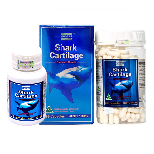 Combo 2 Hộp Sụn Cá Mập Costar Blue Shark Cartilage 750mg 365 Viên, Costar Sụn Cá Mập Blue Shark Cartilage 750mg 30 Viên