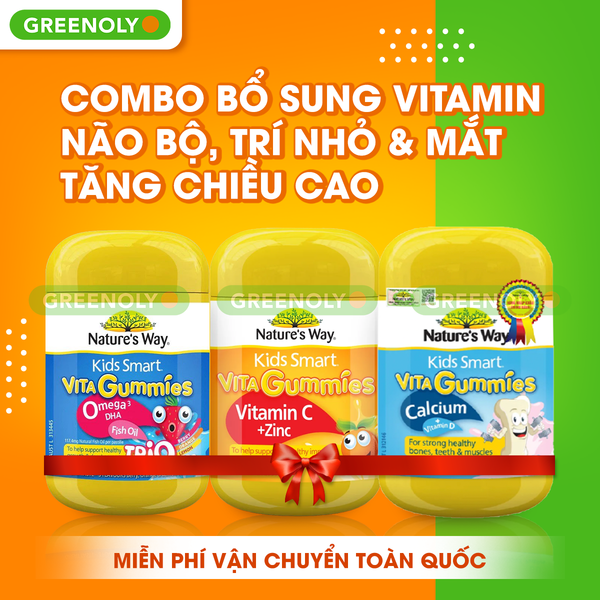 COMBO Bổ Sung Vitamin Tổng Hợp - Não Bộ, Trí Nhớ & Mắt - Tăng Chiều Cao Nature's Way 60 Viên