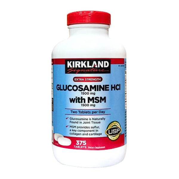 Viên Uống Hỗ Trợ Xương Khớp Kirkland Glucosamine HCL MSM 1500mg Mỹ 375 Viên Nắp Đỏ